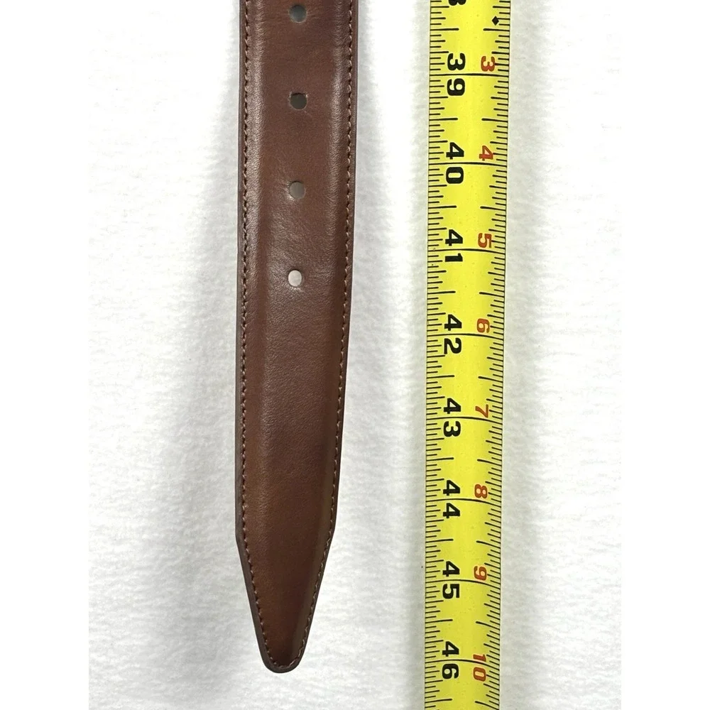 Nordstrom Men's Shop Belt Size 38 Brown Genuine Leather Silver Buckle Classic